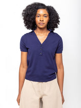 Allude - V-Neck Polo - Deep Night - Verdalina