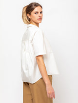 Apuntob - Short Sleeve Shirt with Back Pleats - Milk - Verdalina