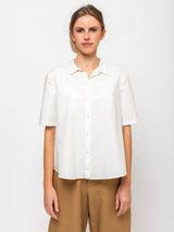 Apuntob - Short Sleeve Shirt with Back Pleats - Milk - Verdalina