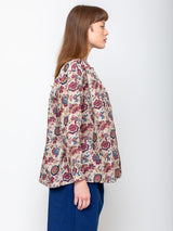 Ichi Antiquites - Linen Floral Shirt - Natural - Verdalina