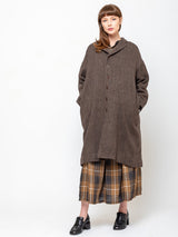 Ichi Antiquites - Wool Herringbone Coat - Brown - Verdalina