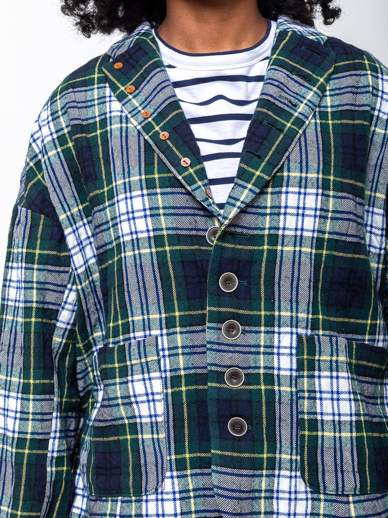 Ichi Antiquites - Wool Washer Tartan Jacket - Green - Verdalina