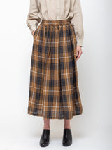 Ichi Antiquites - Linen Skirt - Brown Plaid - Verdalina