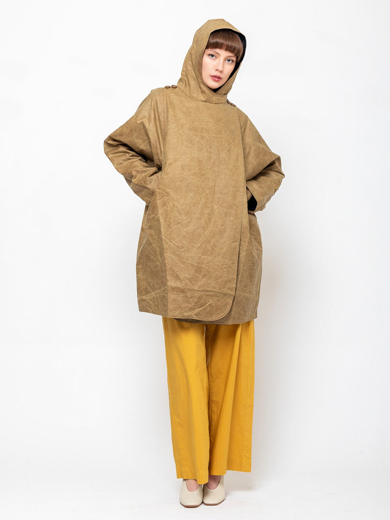 Kate Sheridan - Waxed Batwing Coat - Sand - Verdalina