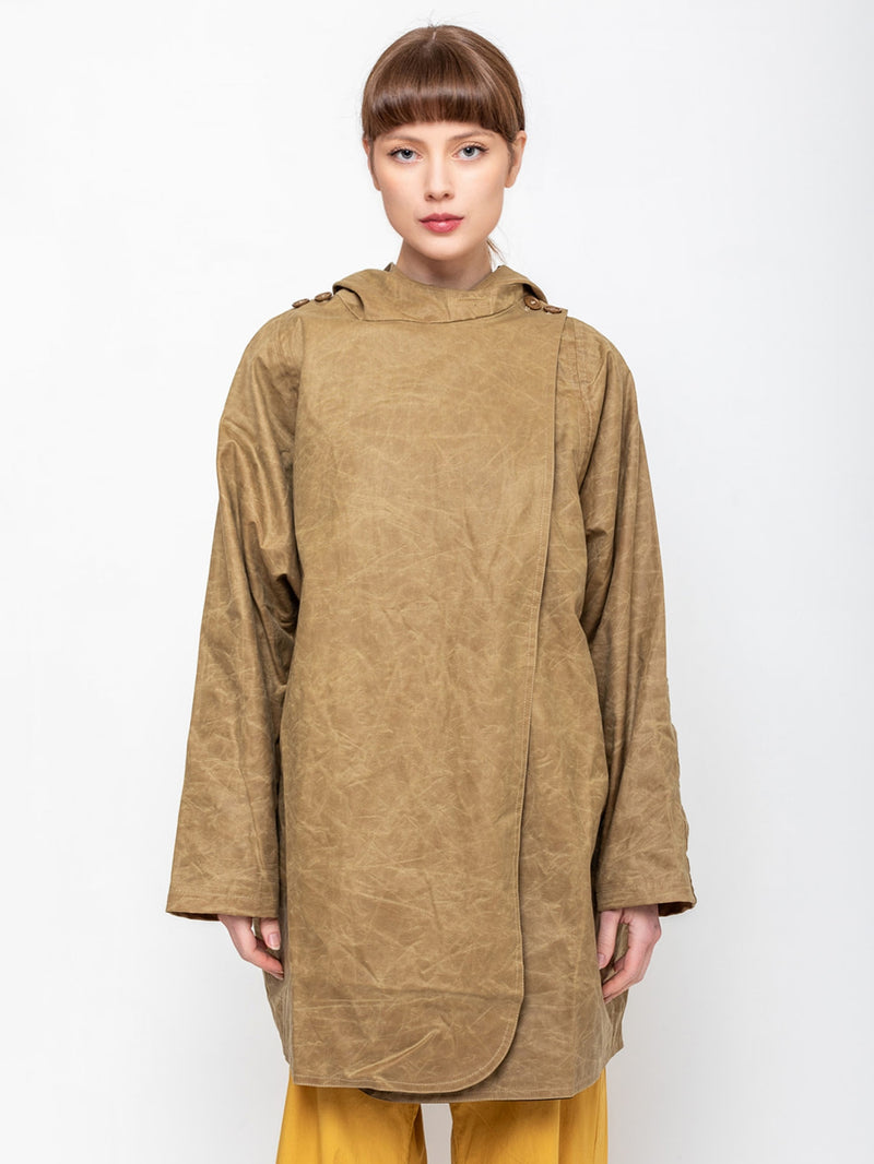 Kate Sheridan - Waxed Batwing Coat - Sand - Verdalina