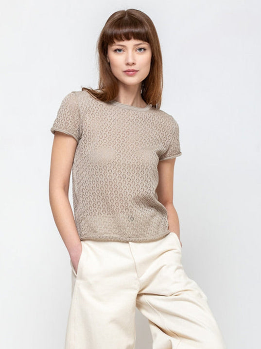 Lauren Manoogian - Pointelle Baby Tee - Clay - Verdalina