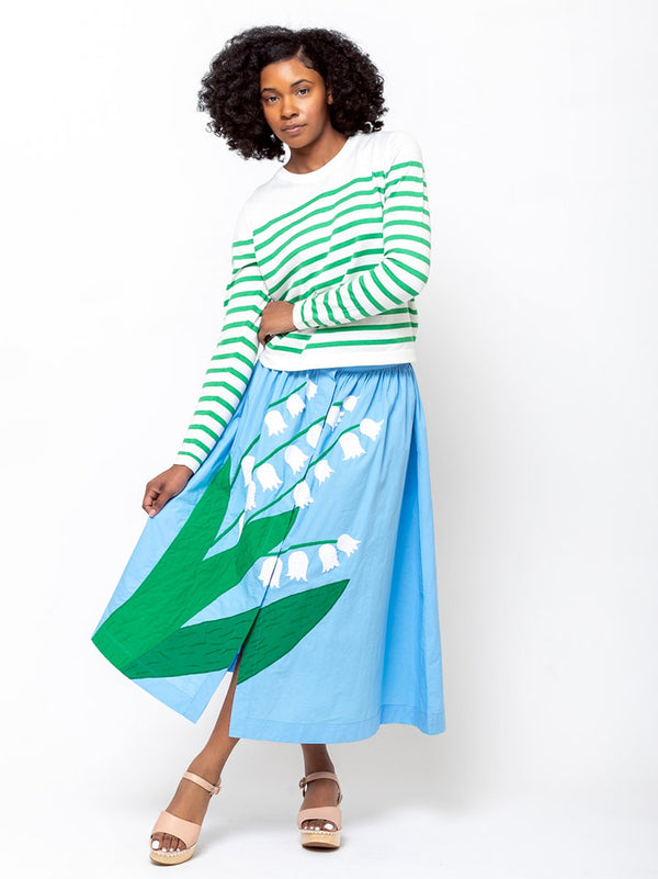 Mii Collections - Mona Embroidered Skirt - Sky Blue - Verdalina