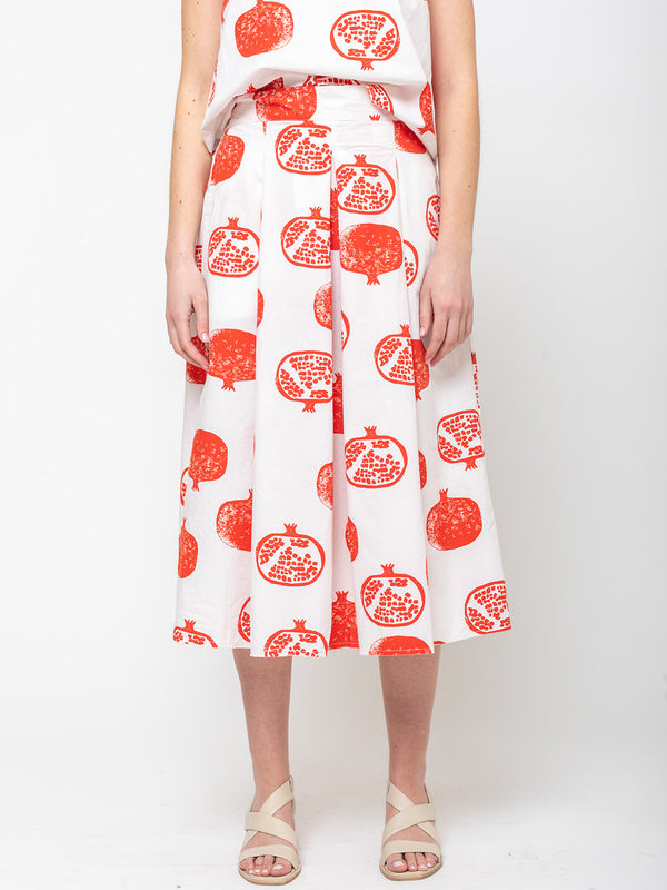 Aequamente - Pomegranate Block Print Skirt - Verdalina