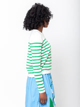 Allude - Round Neck Stripe Sweater - Verdalina