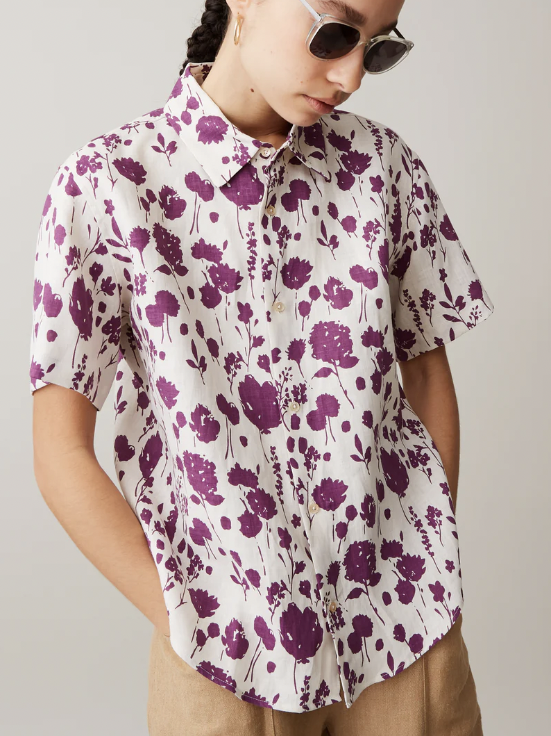 Caron Callahan - April Shirt - Floral Linen - Verdalina