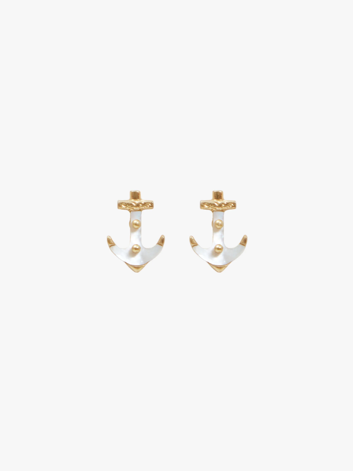 Clare V. - Anchor Stud Earrings - Verdalina