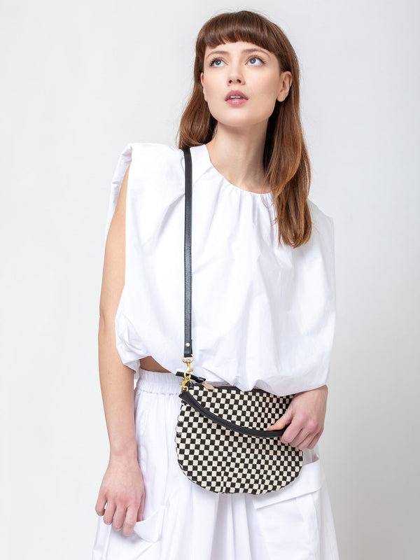 Clare V. - Petit Moyen - Black and Cream Woven Checker - Verdalina