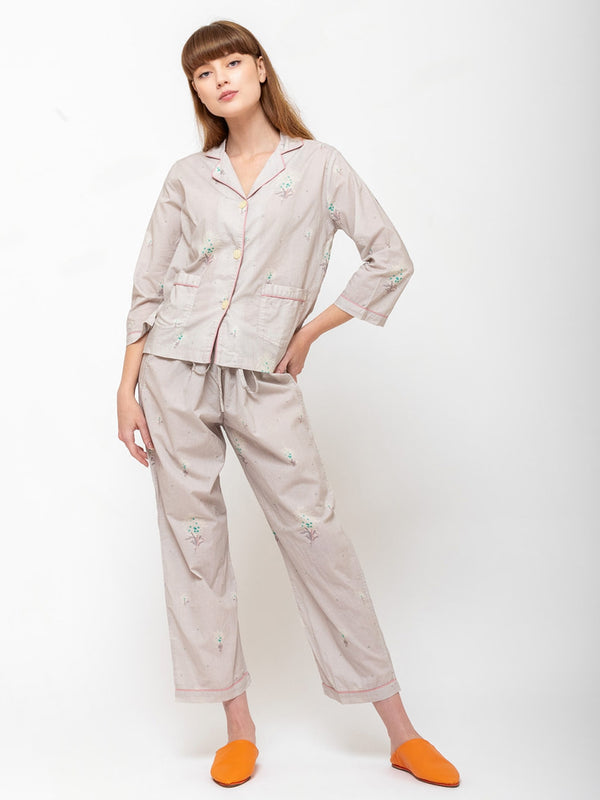 Domi Sleepwear - Organic Cotton Long Sleeve Pajamas - Alida Print - Verdalina