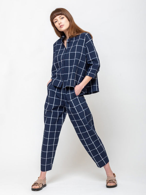 Hannoh Wessel - Paris Crisp Check Pant - Navy - Verdalina