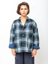 Ichi Antiquites - Wool Washer Tartan Jacket - Green - Verdalina