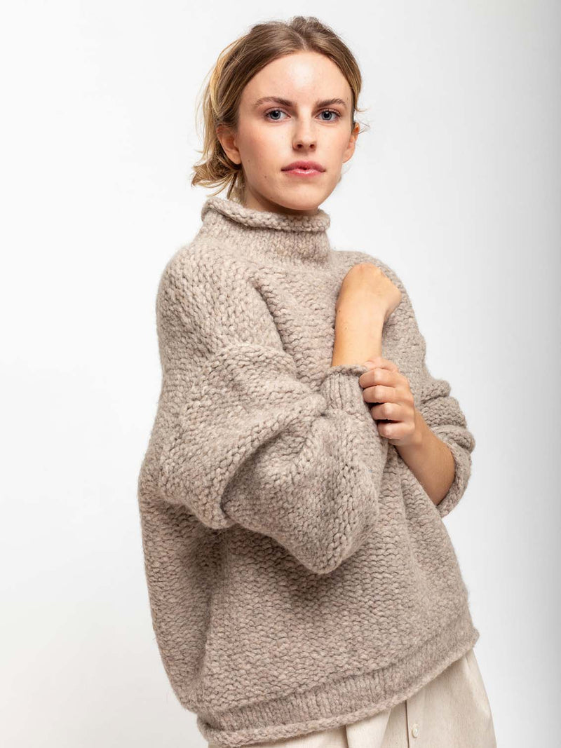 Lauren Manoogian - Handknit Purl Rollneck Sweater - Dust - Verdalina