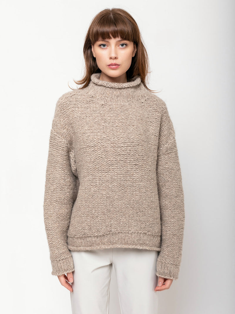 Lauren Manoogian - Handknit Purl Rollneck Sweater - Dust - Verdalina