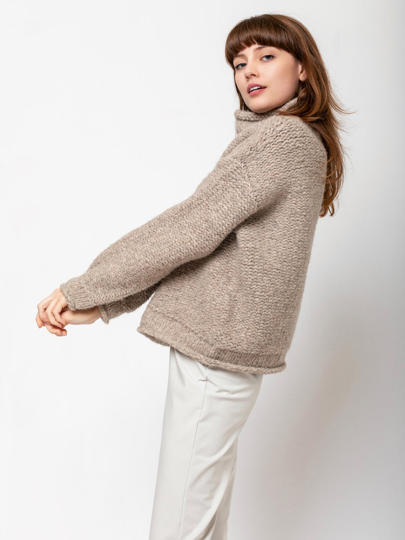 Lauren Manoogian - Handknit Purl Rollneck Sweater - Dust - Verdalina