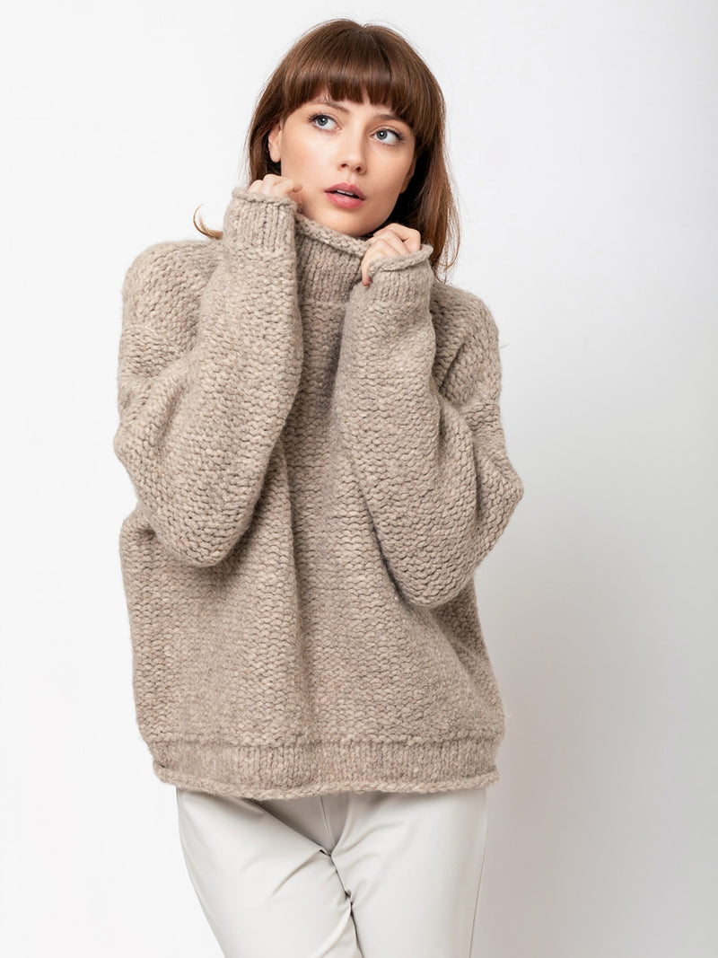 Lauren Manoogian - Handknit Purl Rollneck Sweater - Dust - Verdalina