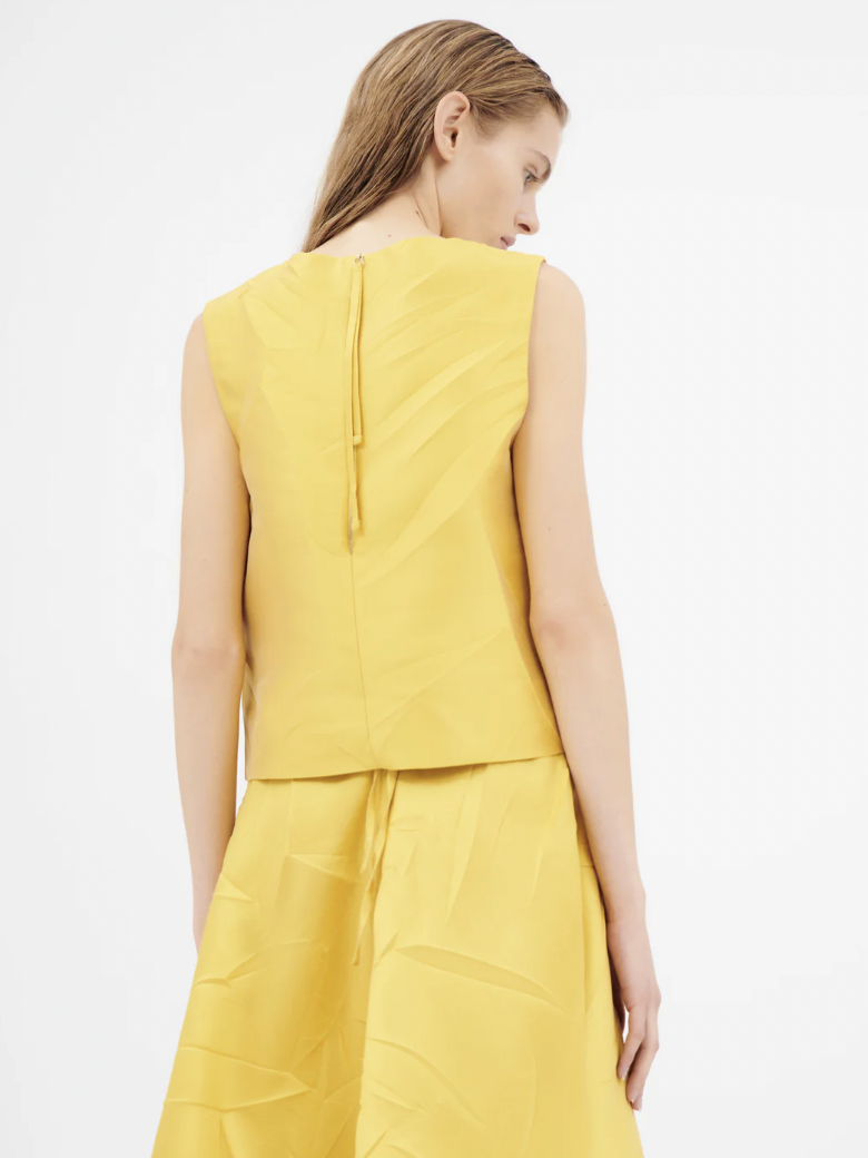 Odeeh - Macro Crinkle Silk Tank - Lemon - Verdalina