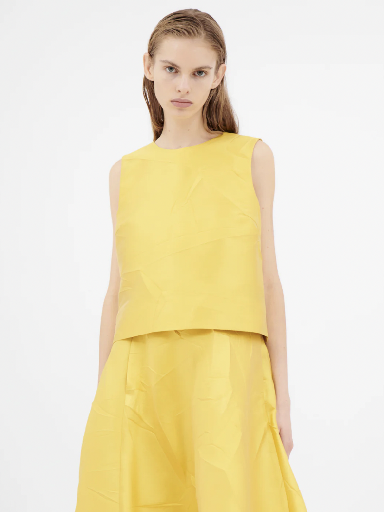 Odeeh - Macro Crinkle Silk Tank - Lemon - Verdalina