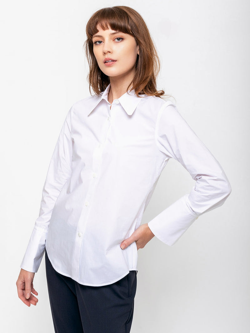 Odeeh - Cotton Button Front Shirt - White - Verdalina