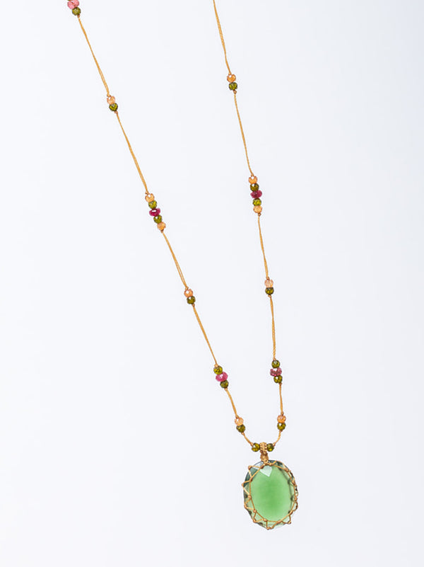 Sharing - Tibetan Necklace - Strawberry Green Quartz - Verdalina